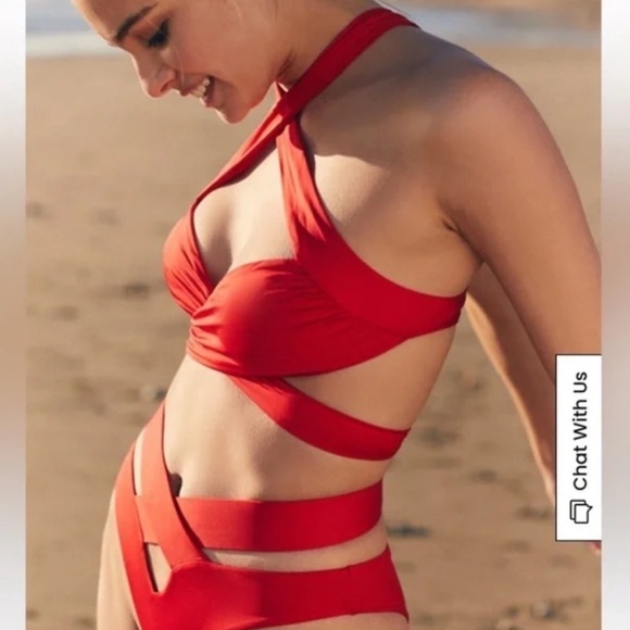 Monica Hansen Beachwear - Red Two Piece Women's Swimsuit - Picture 14 of 16